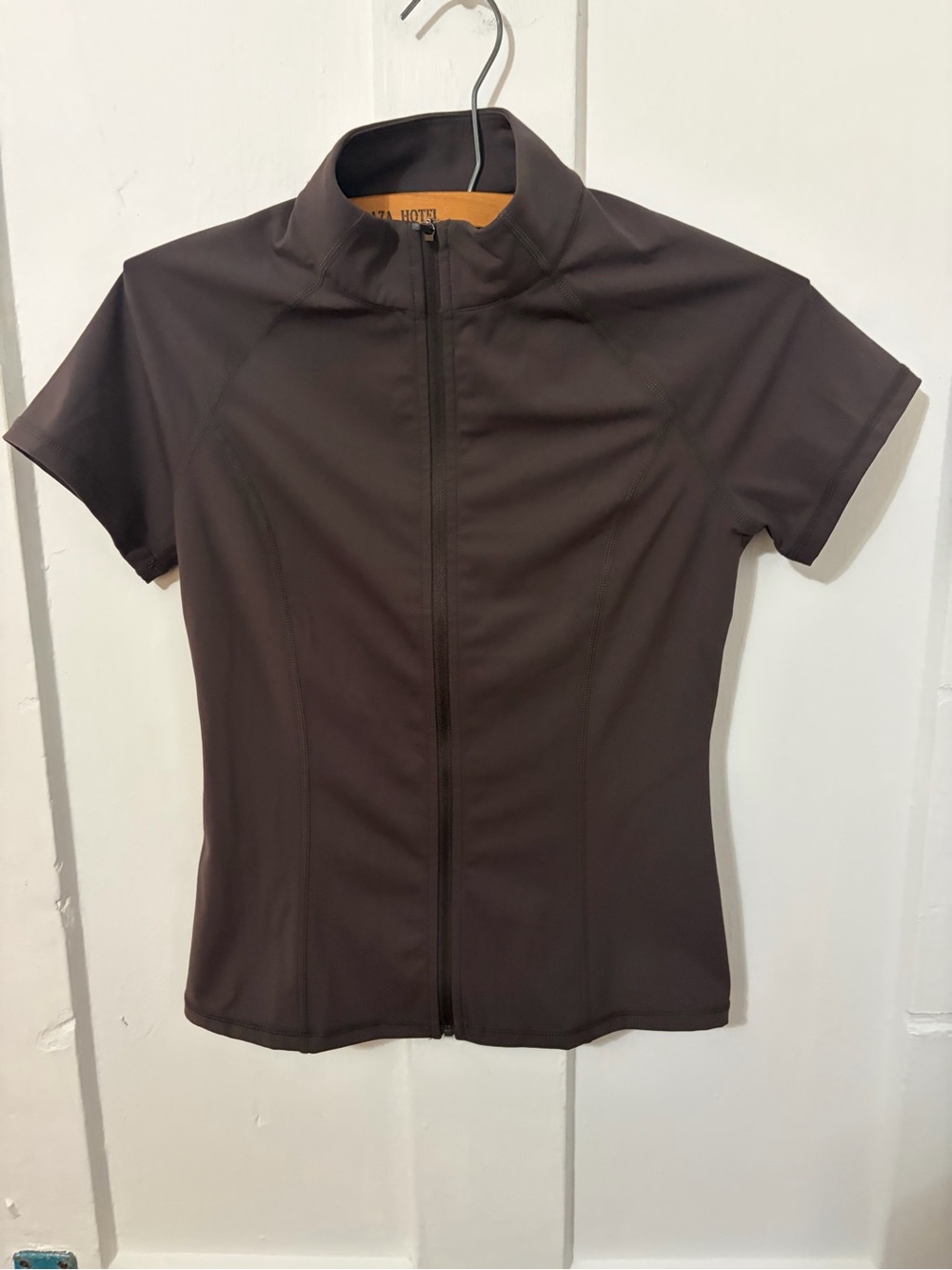 Adanola Ultimate Short Sleeve Zip Up Top - Coffee Bean - Picture 3 of 6